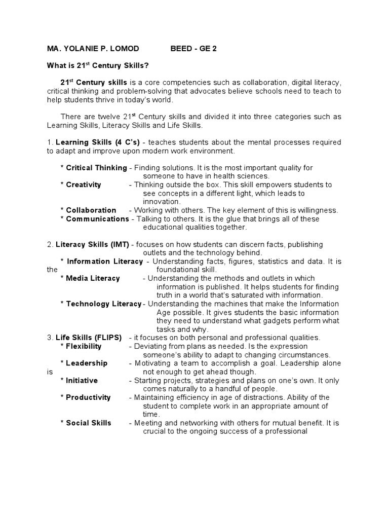Understanding 21st Century Skills | PDF | Literacy | Critical Thinking