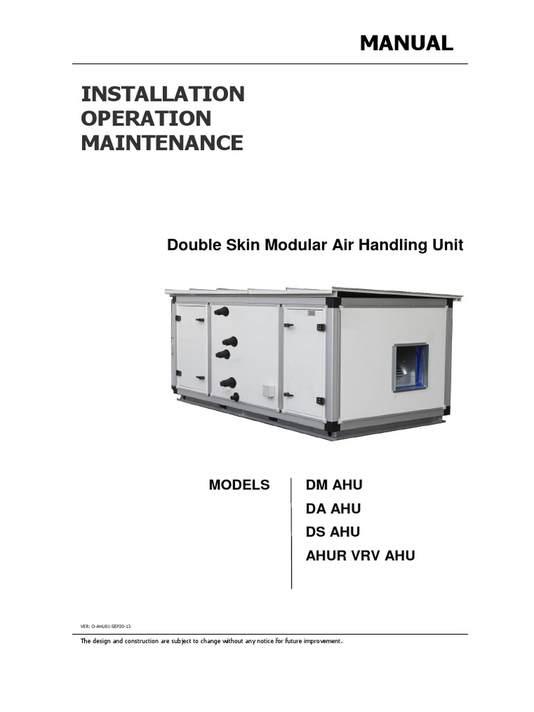 AHU Installation and Operation Manual | PDF | Belt (Mechanical) | Duct ...