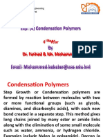 Exp. (4) Condensation Polymers: Year Dr. Farhad & Mr. Mohammed
