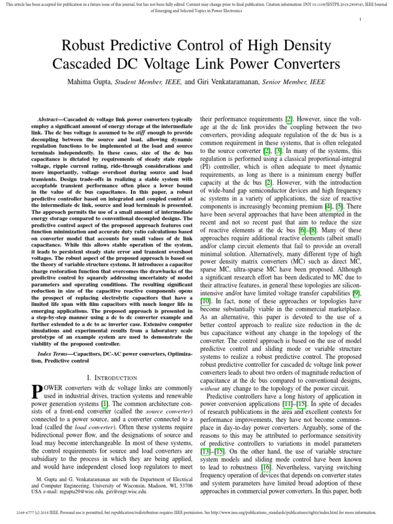 Robust Control for DC Voltage Converters | PDF | Capacitor | Power Inverter