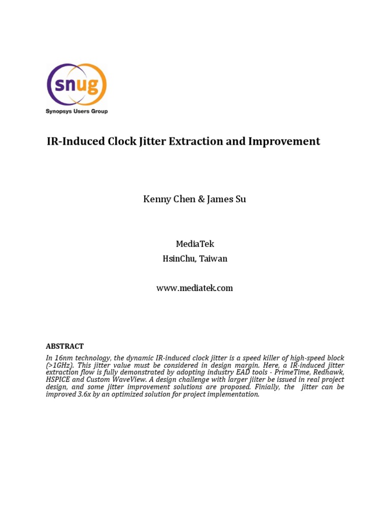 IR-Induced Clock Jitter Extraction and Improvement: Kenny Chen & James ...