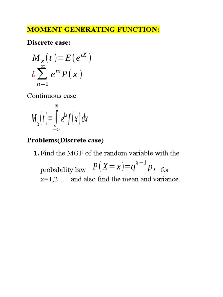 Moment Generating Functions Explained | PDF | Random Variable ...