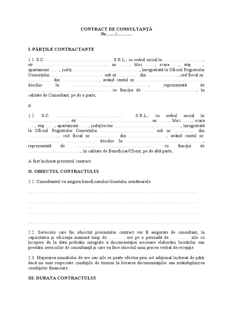 Model Contract de Consultanta | PDF