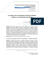 Los Aportes de La Investigación Educativa Al Debate Público y A La Formulación de Políticas