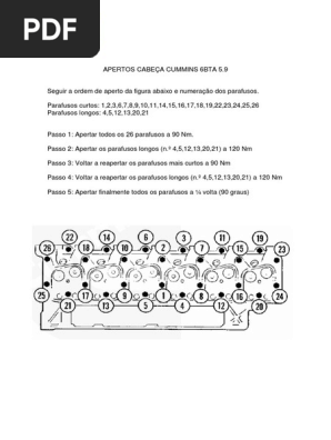 Aperto do Cabeçote Cummins 6BTA 5.9 | PDF | Casa e Jardim