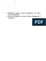 HRM Coursework One Questions PDF