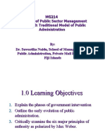 MG214 Principles of Public Sector Management Chapter 3: Traditional Model of Public Administration