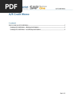 SAP Business One - AR Credit Memo