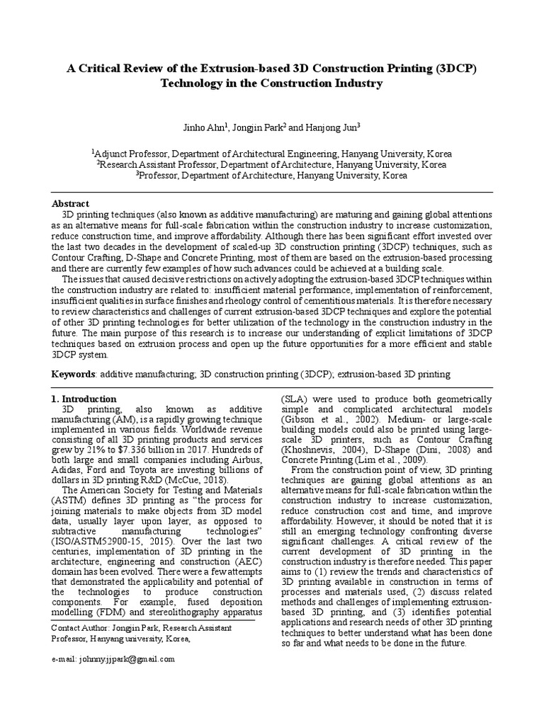 3D Printing in Construction and Architecture | PDF | 3 D Printing ...