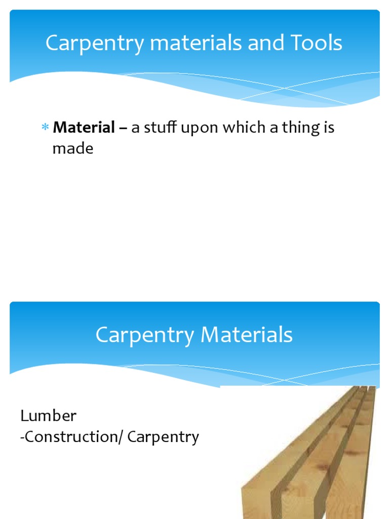 Carpentry Materials And Tools Pdf