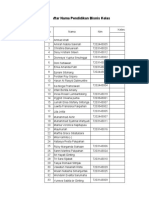 Daftar Nama Pendidikan Bisnis Kelas B