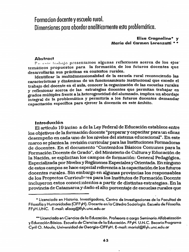 Formación Docente en Escuelas Rurales | PDF | Área rural | Plan de estudios