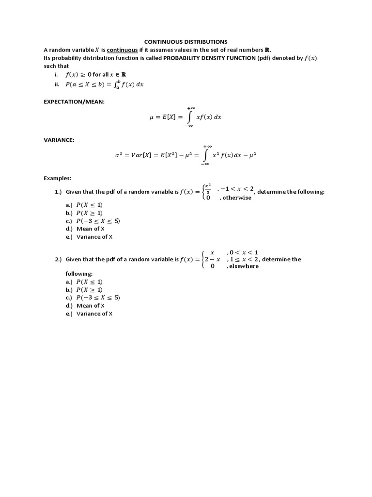 Continuous Distributions Probability Distribution Normal Distribution