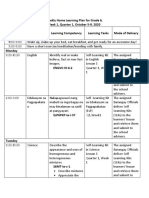 Weekly Home Learning Plan For Grade 6