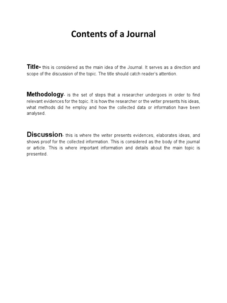 Journal Structure: Title, Methodology, Discussion | PDF | Career & Growth