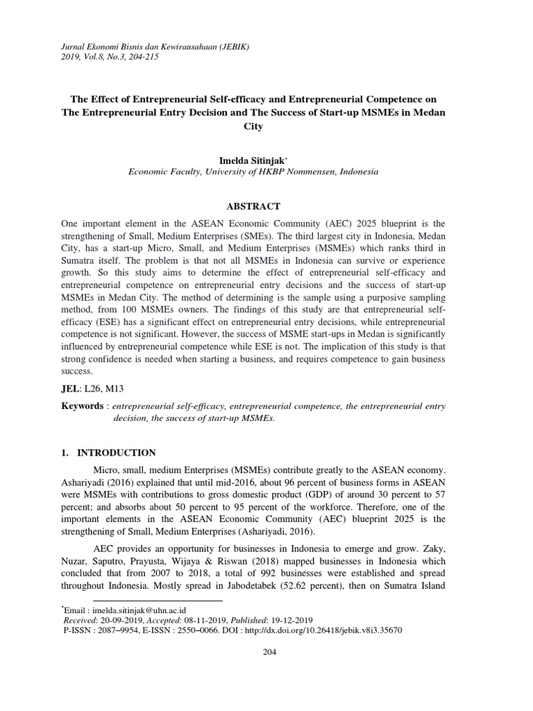 The Effect of Entrepreneurial Self-Efficacy and en | PDF | Startup ...