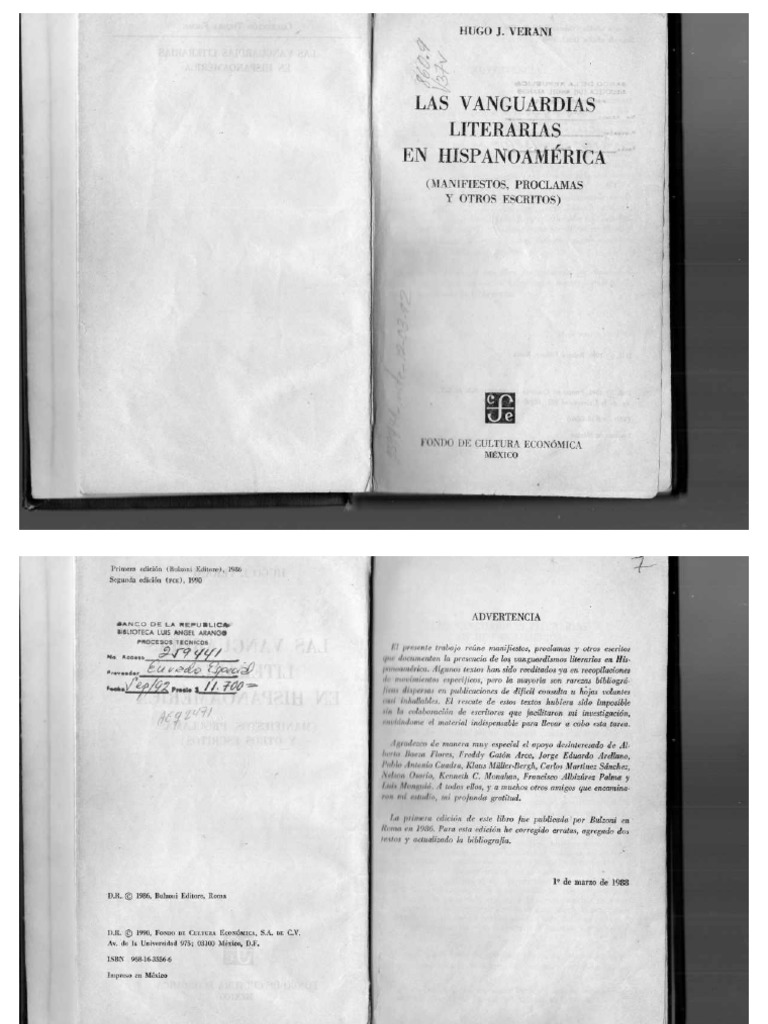 Las Vanguardias Literarias en Hispanoamérica (Manifiestos, Proclamas y ...