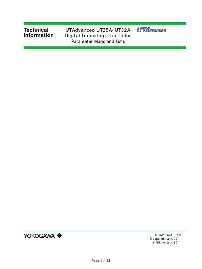 Utadvanced Ut35A/Ut32A Digital Indicating Controller: Parameter Maps ...