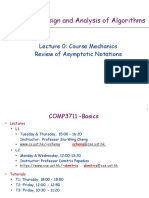 COMP 3711 Design and Analysis of Algorithms: Lecture 0: Course Mechanics Review of Asymptotic Notations