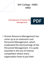 WH College - MBA HRM: Development of Human Resource Management