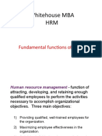 Whitehouse MBA HRM: Fundamental Functions of HRM