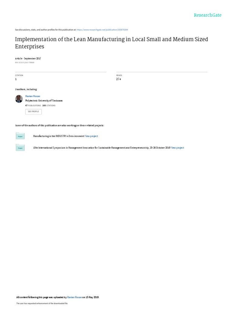 Implementation of The Lean Manufacturing in Local | PDF | Lean ...
