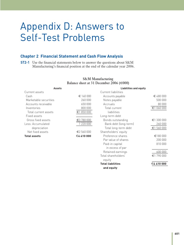 Appendix D - Answers To Self-Test Problems PDF | PDF | Equity (Finance ...