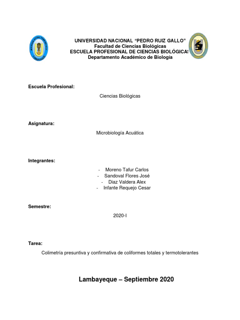 Colimetría de Coliformes en Agua | PDF | Microbiología | Agua