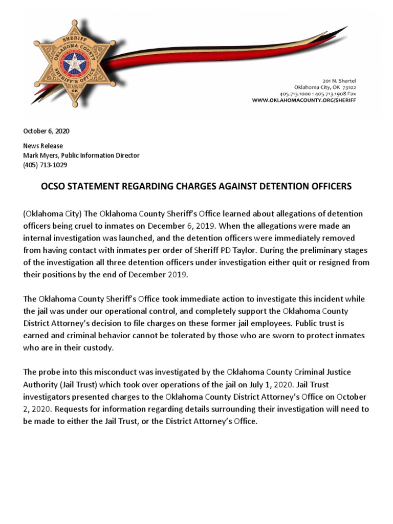 OCSO Statement DO Charges | PDF