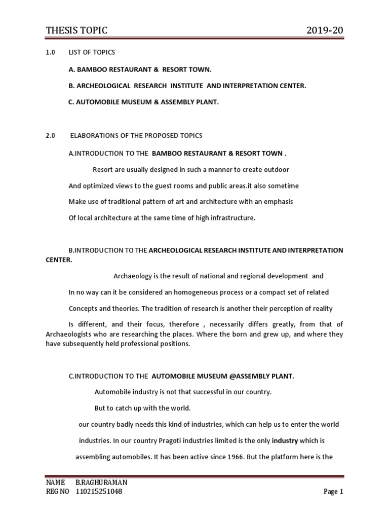 Final Synopsis Format 2019 20 1 Pdf Pdf Tourism Museum