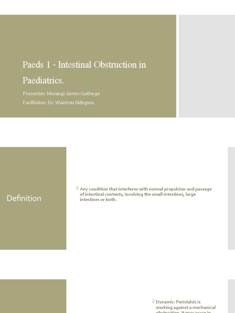Pediatric Intestinal Obstruction Overview | PDF | Medical Specialties ...