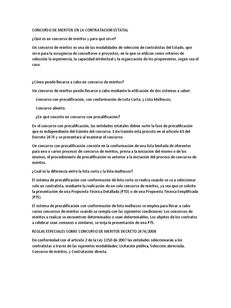 Concurso de Méritos en Contratación Estatal | PDF | Evaluación | Riesgo