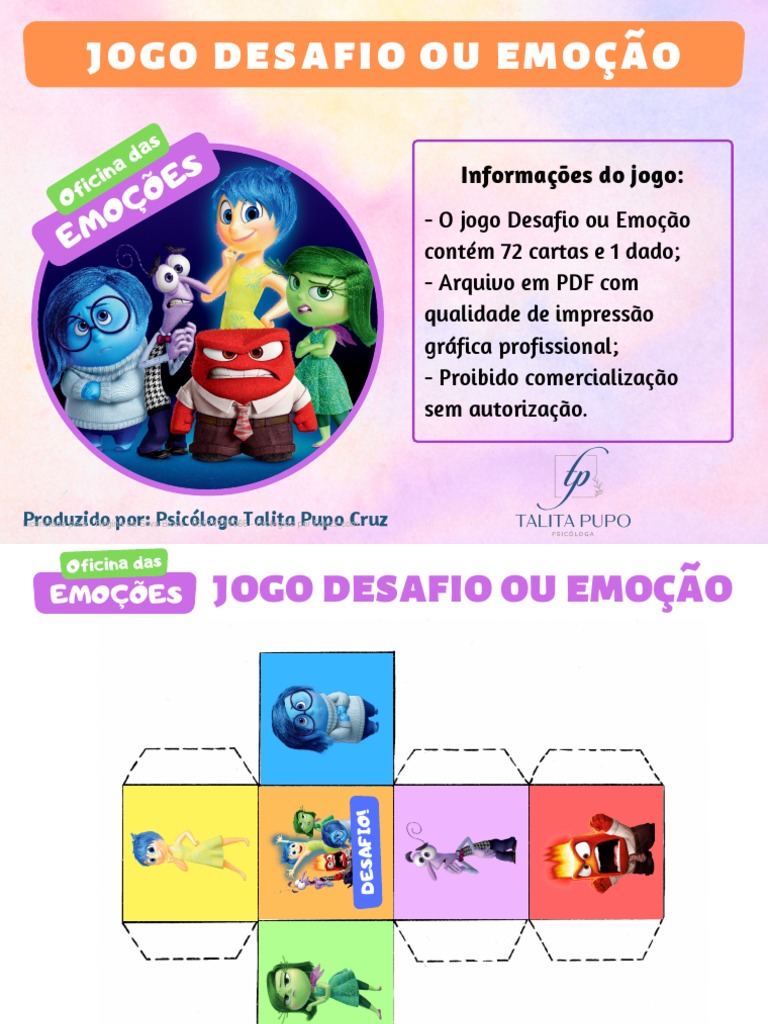 Jogo Desafio Ou Emocao | PDF | Nojo | Experiência subjetiva, image size:768x1024