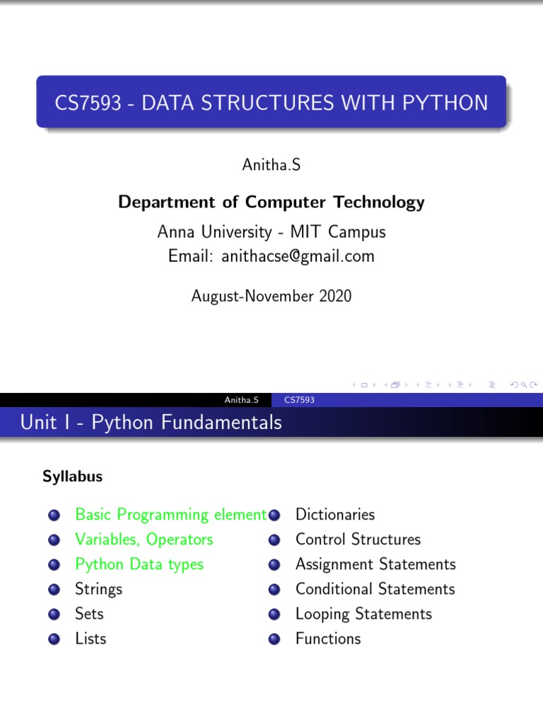 Python Data Structures Course Guide | PDF | Python (Programming ...