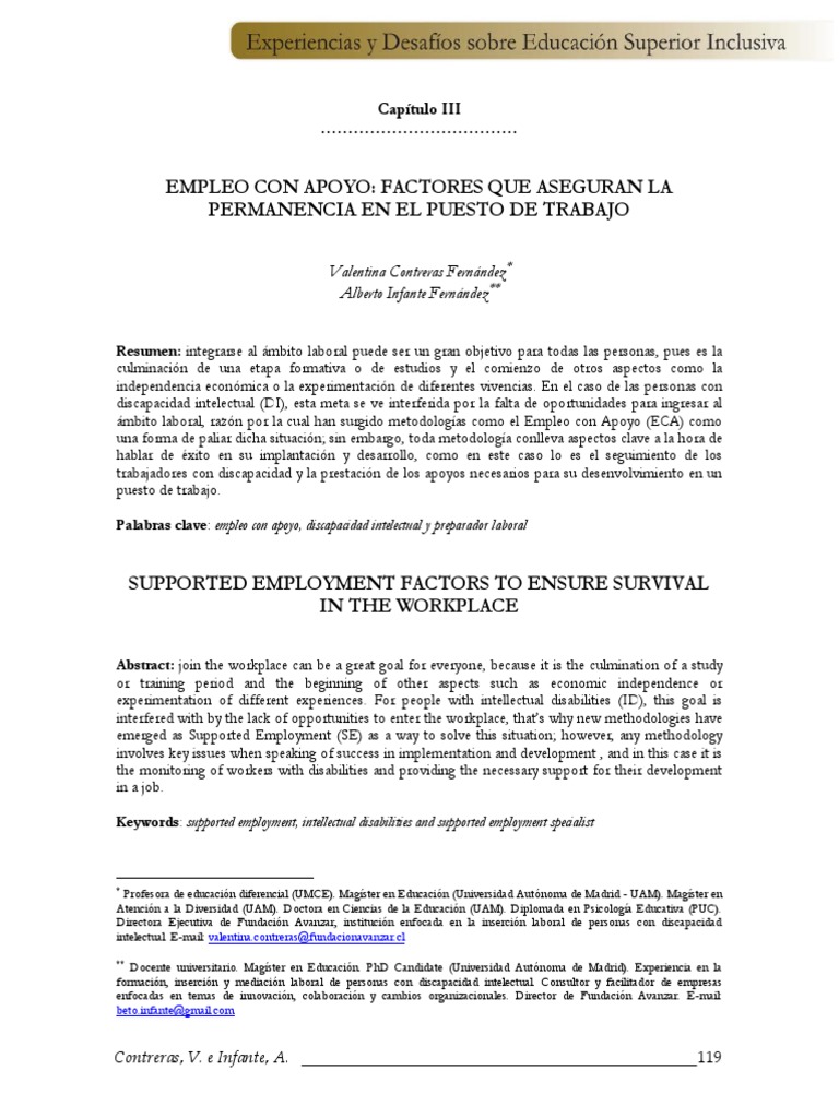 Empleo con Apoyo y Discapacidad Intelectual | PDF | Invalidez ...