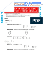 Suma y Resta de Fracciones Heterogeneas para Cuarto de Primaria