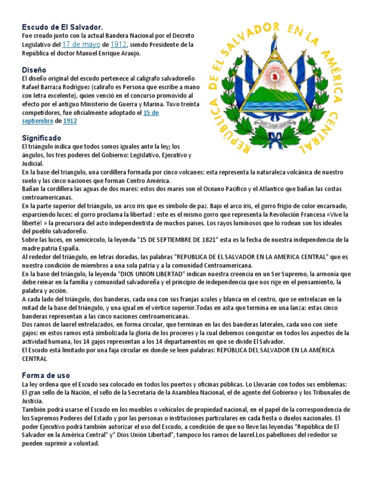 Significado Escudo de El Salvador | PDF | El Salvador | Gobierno