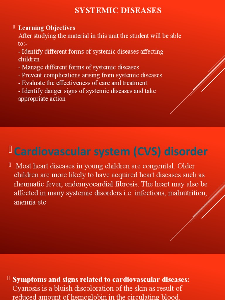 Systemic Diseases: Learning Objectives | PDF | Congenital Heart Defect ...