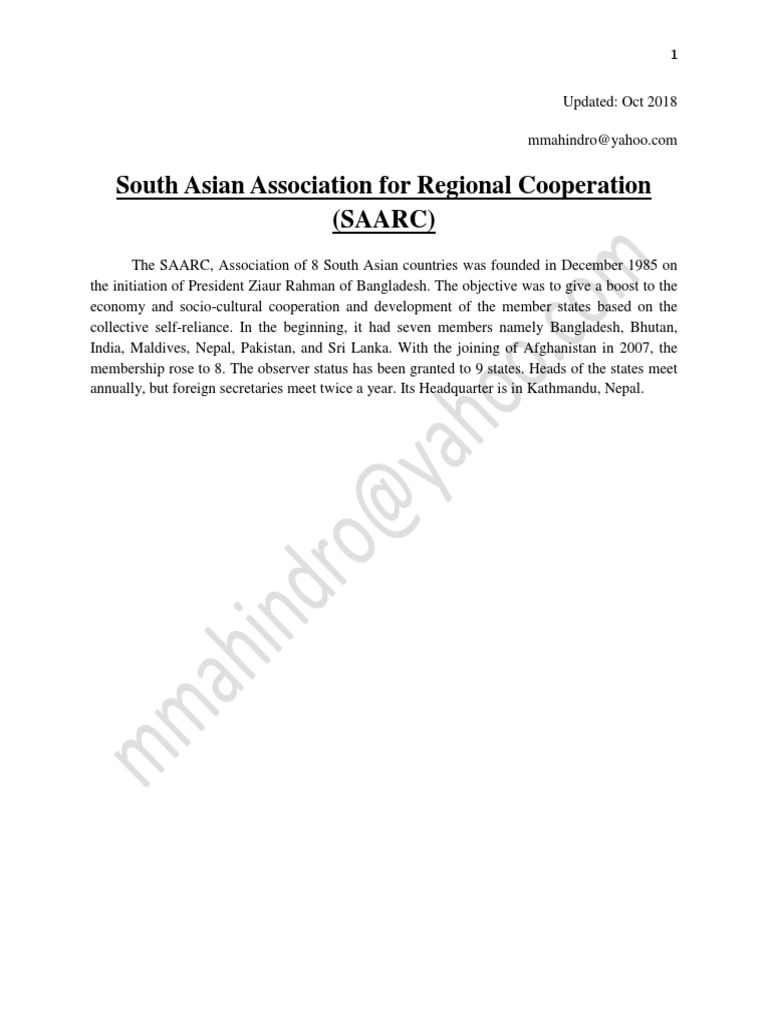 Saarc Pdf Pdf South Asia Policy