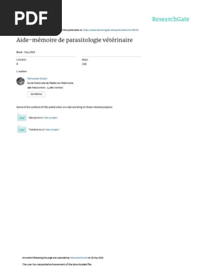 Aide Memoire De Parasitologie Veterinaire Mohamed Gharbi Pdf Sensibilite Et Specificite Infection
