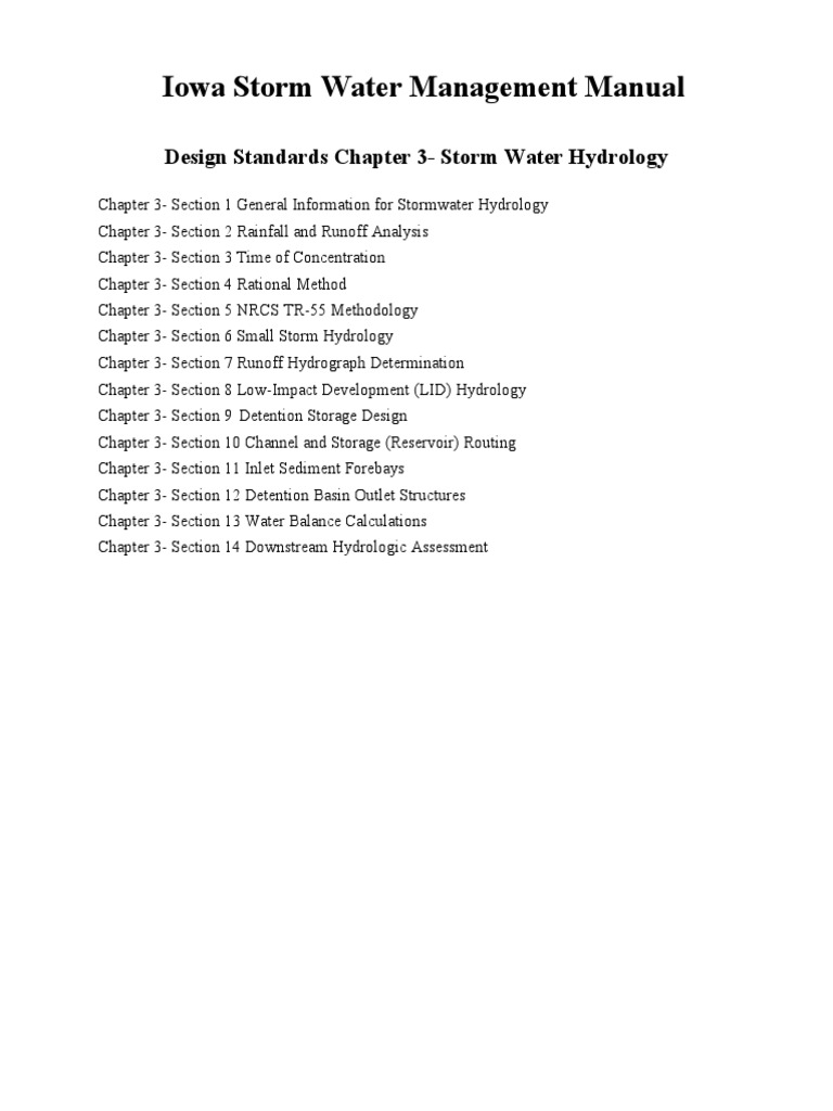 Iowa Storm Water Management Manual PDF Stormwater Drainage Basin