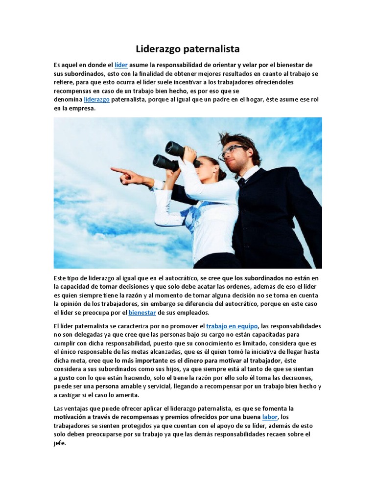 Liderazgo Paternalista: Características y Efectos | PDF | Liderazgo ...