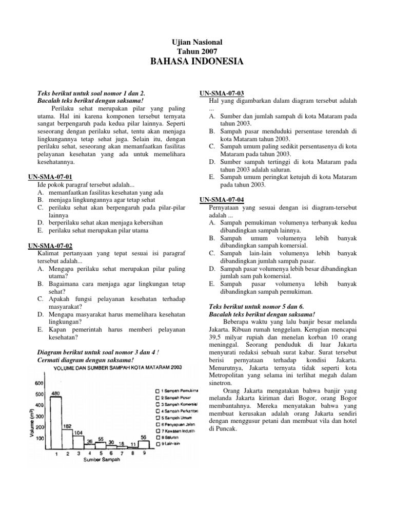 Soal Un Bahasa Indonesia Sma