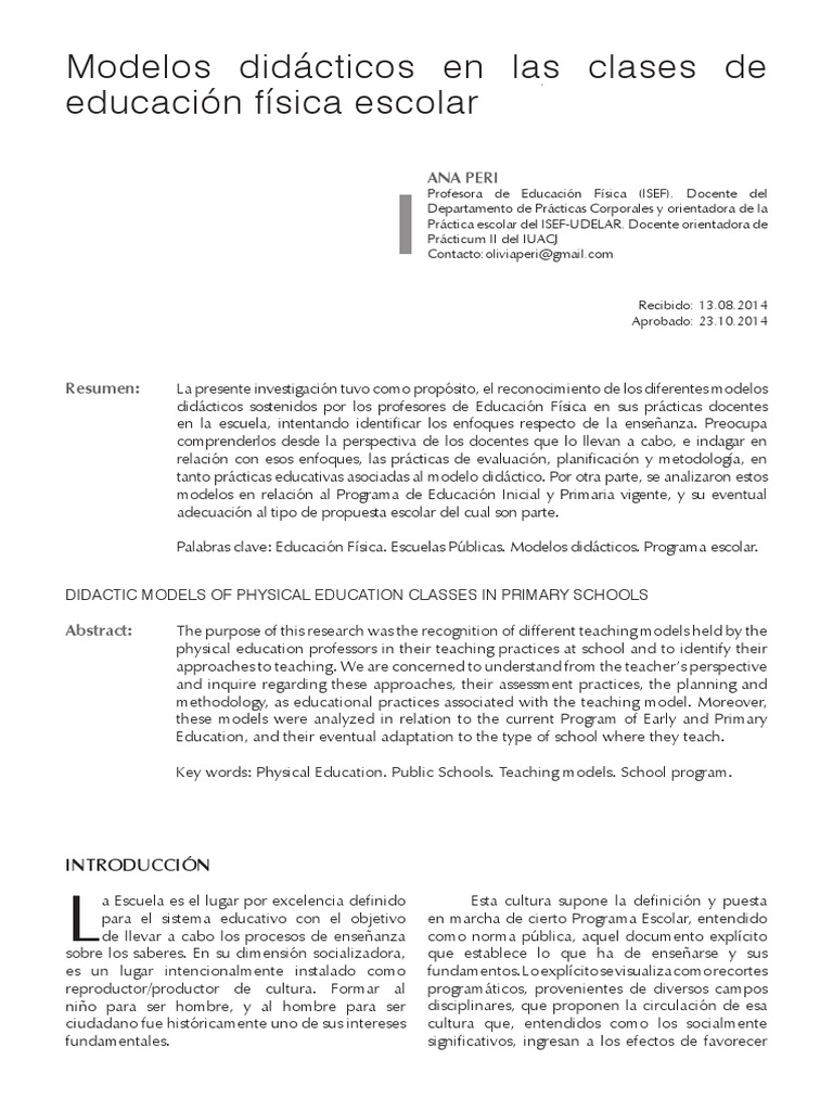 Modelos Didácticos en Educación Física | PDF | Plan de estudios ...