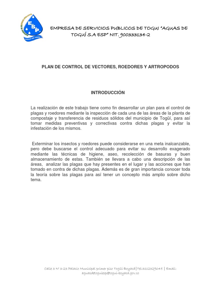 Plan de Control de Vectores y Roedores | PDF | Compost | Plaga (organismo)