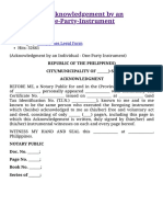 Form No. 1 - Acknowledgement by An Individual - One-Party-Instrument - Philippines Legal Form