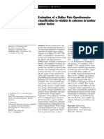 Evaluation of A Dallas Pain Questionnaire Classification in Relation To Outcome in Lumbar Spinal Fusion