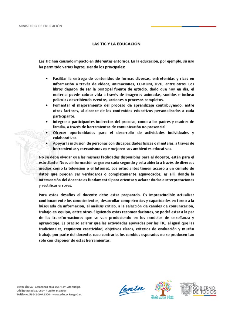Impacto de las TIC en la Educación | PDF | Tecnología de información y ...