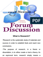 Forum Discussion - 1: Prepared By: Dr. Ali Fallahchay