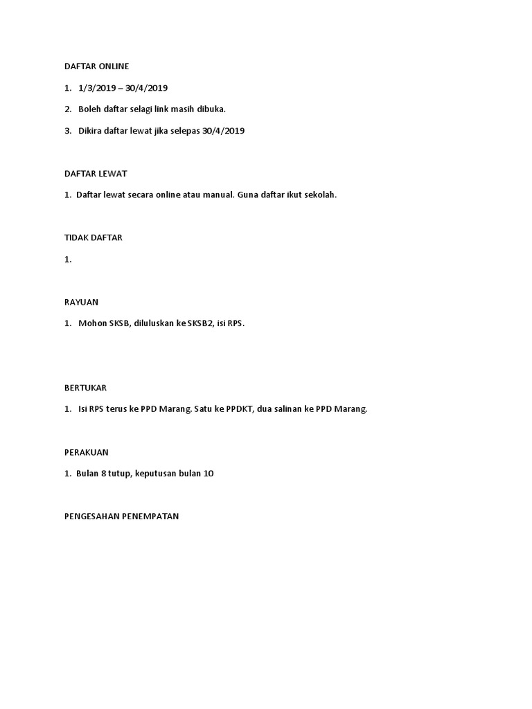 Prosedur Pendaftaran Tahun 1  PDF